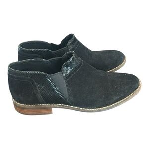 Clarks Camzin Mix Ankle Boots Black Suede Metallic Chelsea Comfort Women's Sz 10
